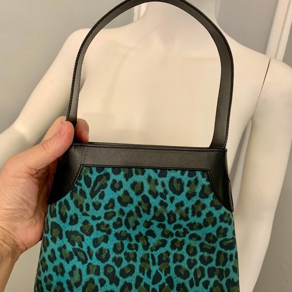 Emanuel Ungaro Paris Teal/Black Animal Purse /Leather & Suede - Picture 8 of 10